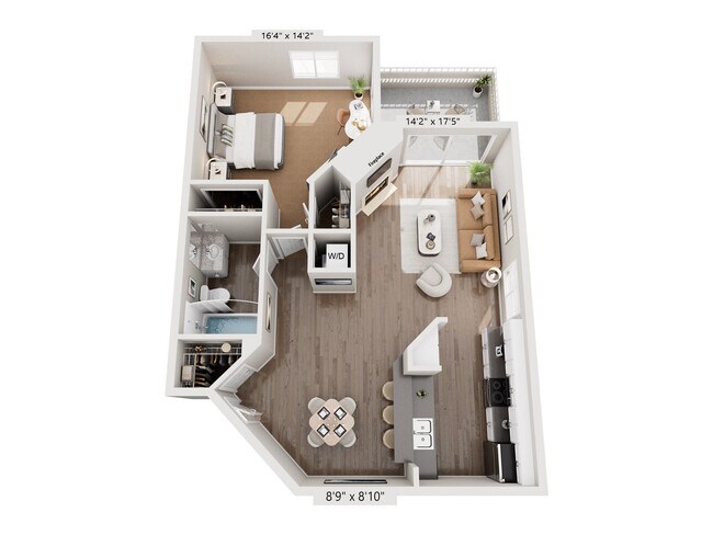 1 Bed, 1 Bath D K12 floor plan